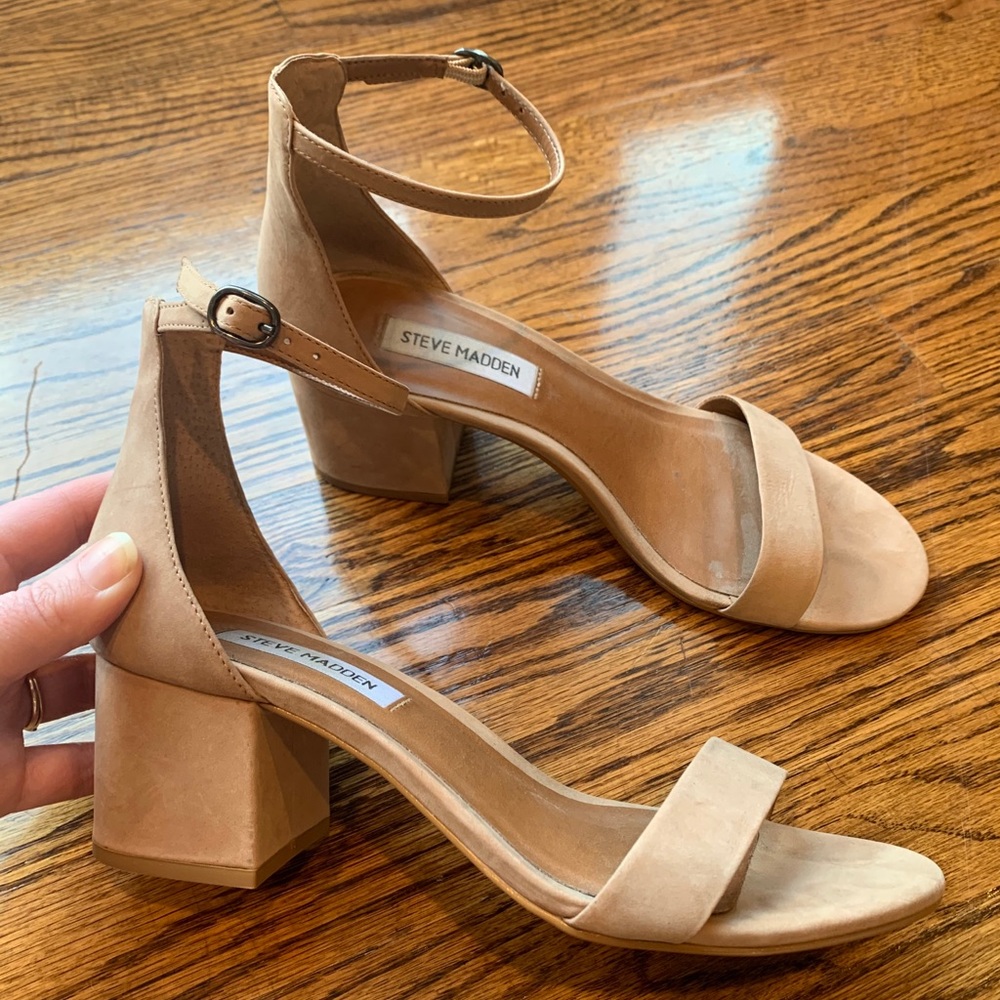 Steve Madden Irene Tan Nubuck Block Heels
